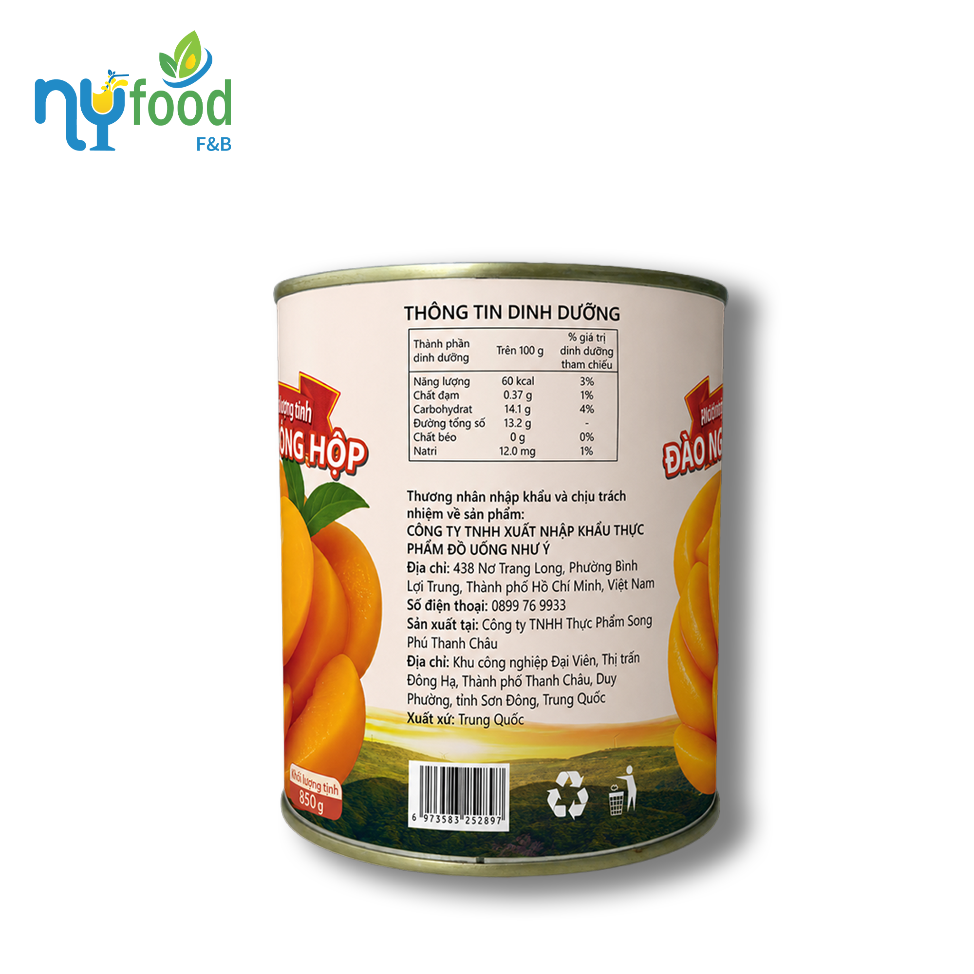 Đào ngâm đóng hộp 850g