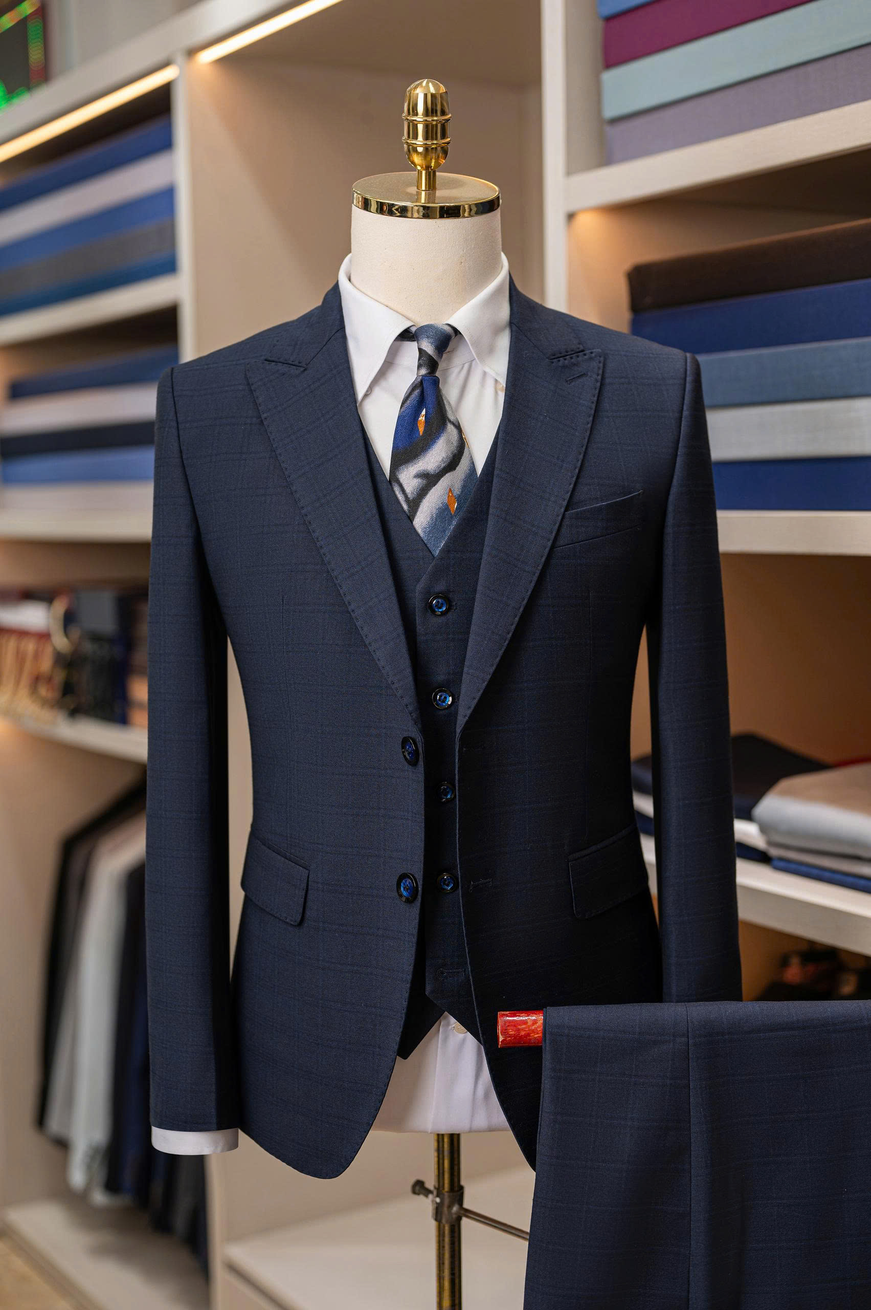 Áo vest xanh kẻ caro