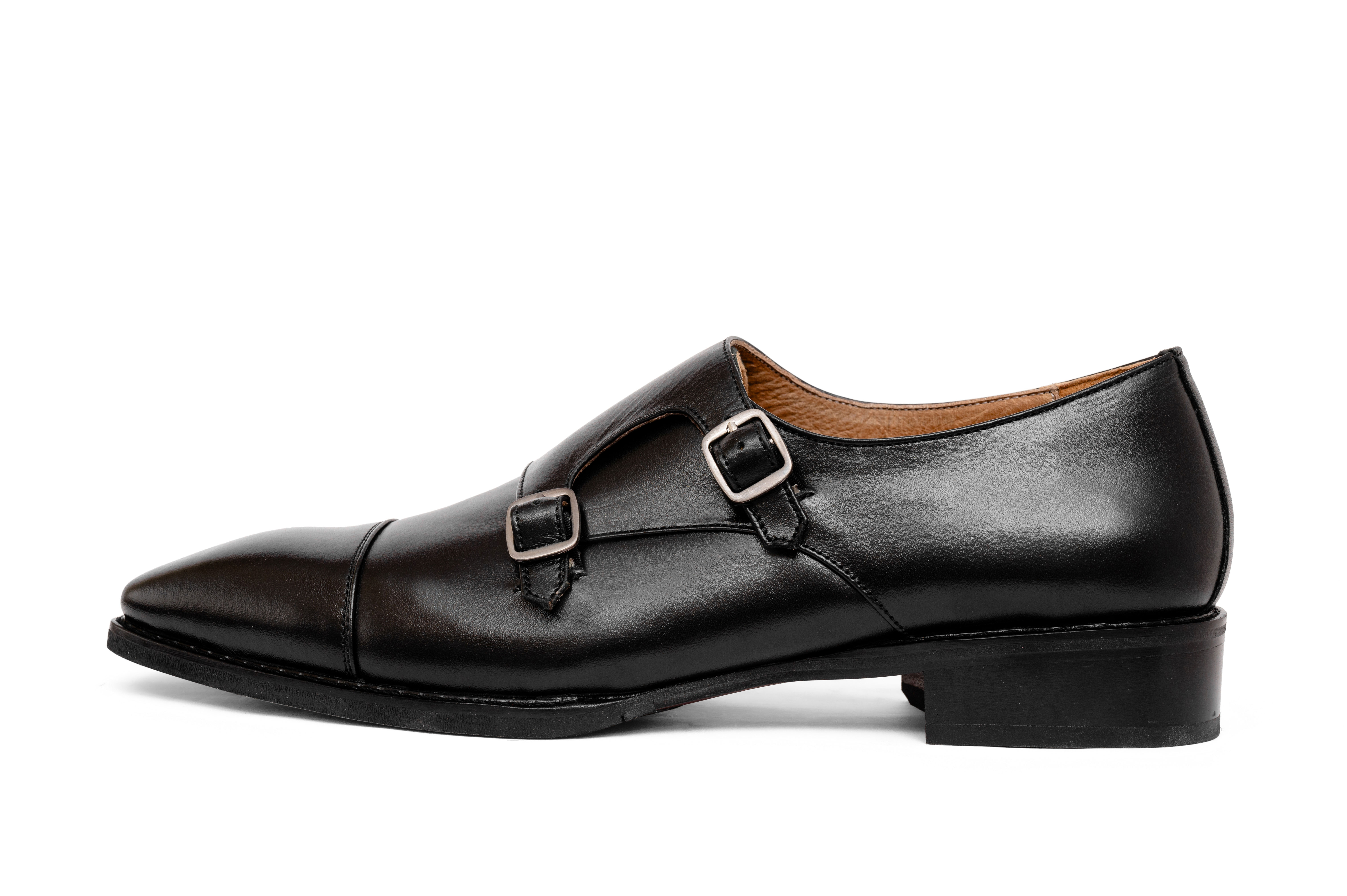 Giày da double monkstrap màu đen
