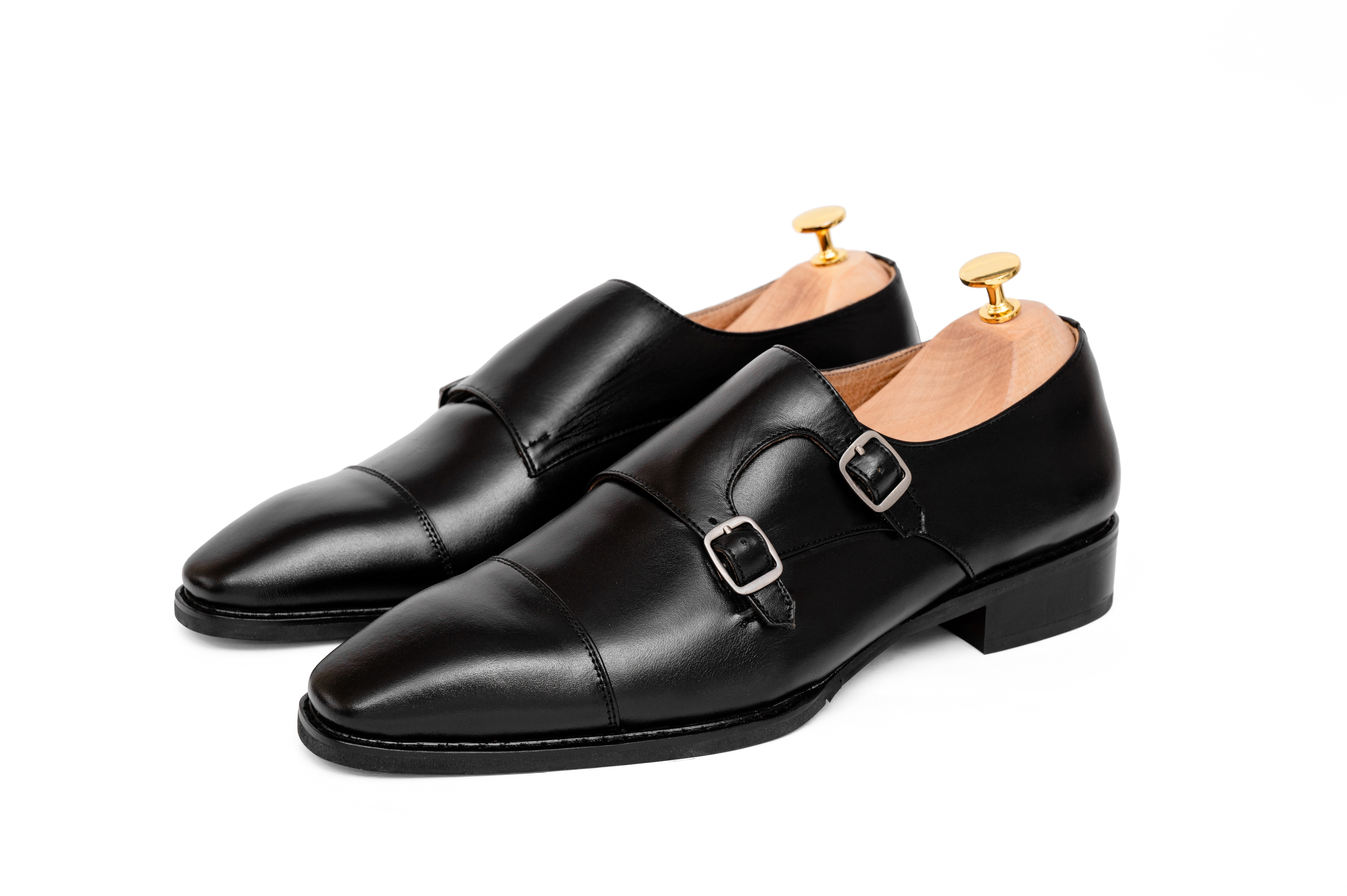 Giày da double monkstrap màu đen
