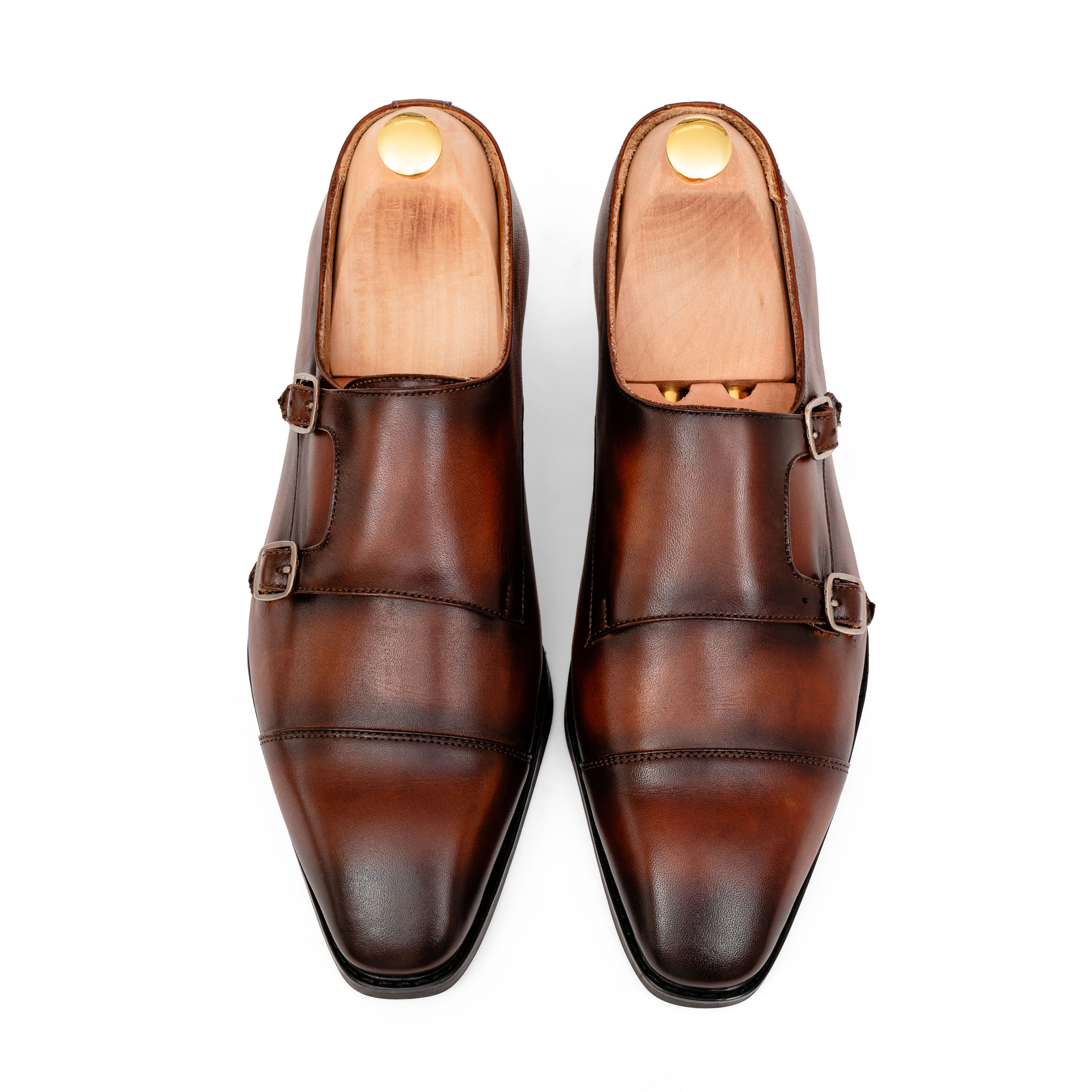 Giày da double monkstrap màu nâu