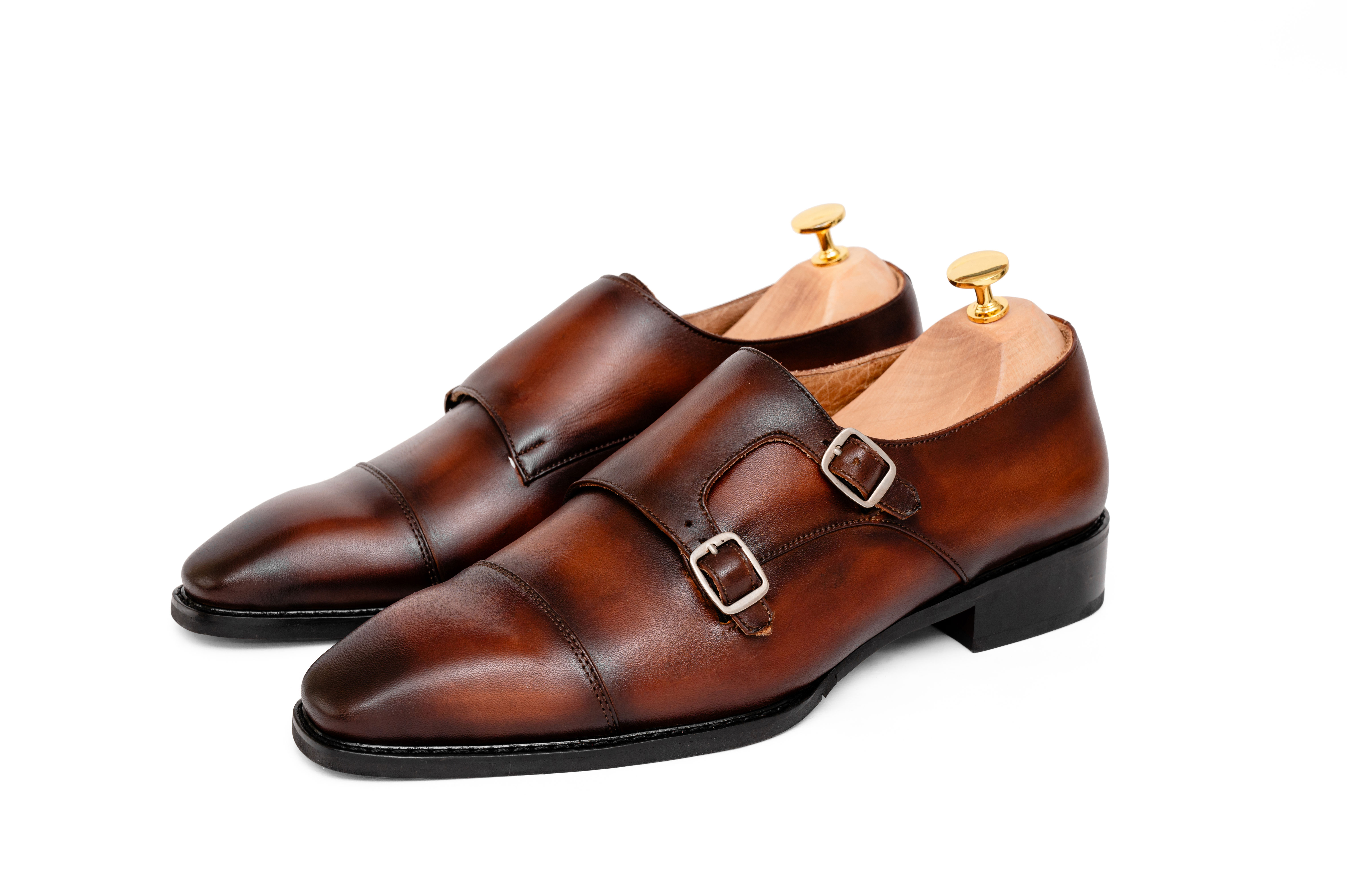 Giày da double monkstrap màu nâu