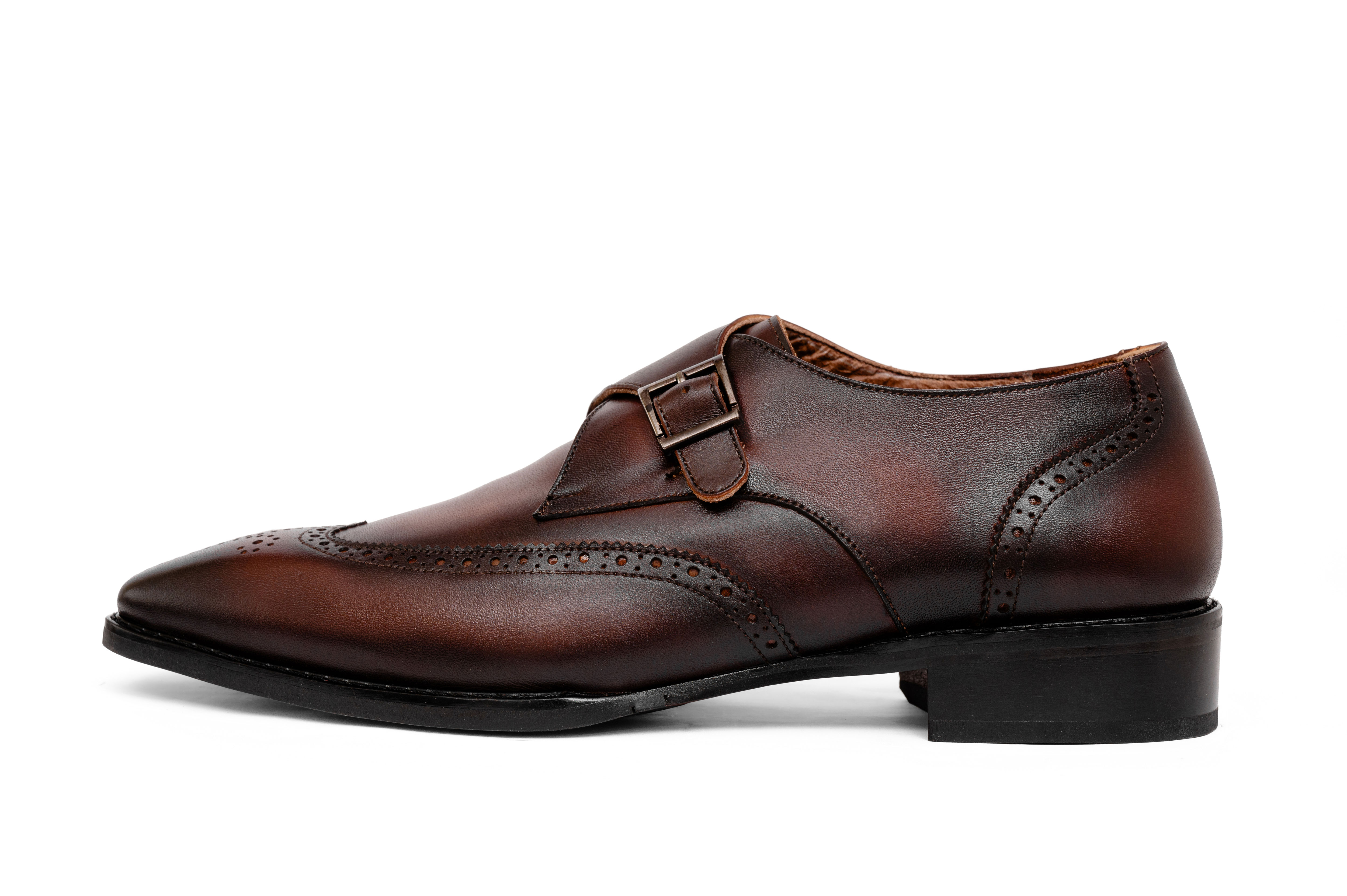 Giày da single monkstrap màu nâu