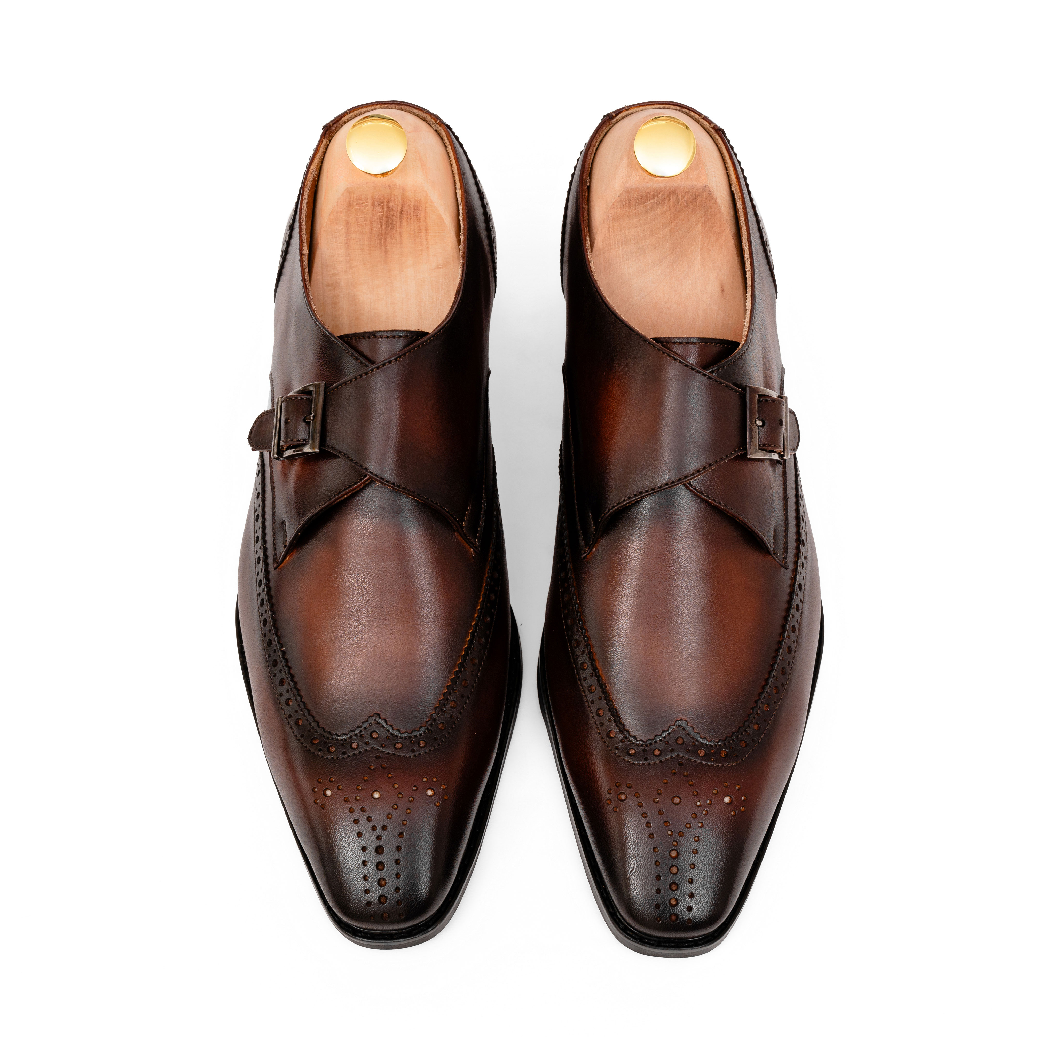 Giày da single monkstrap màu nâu