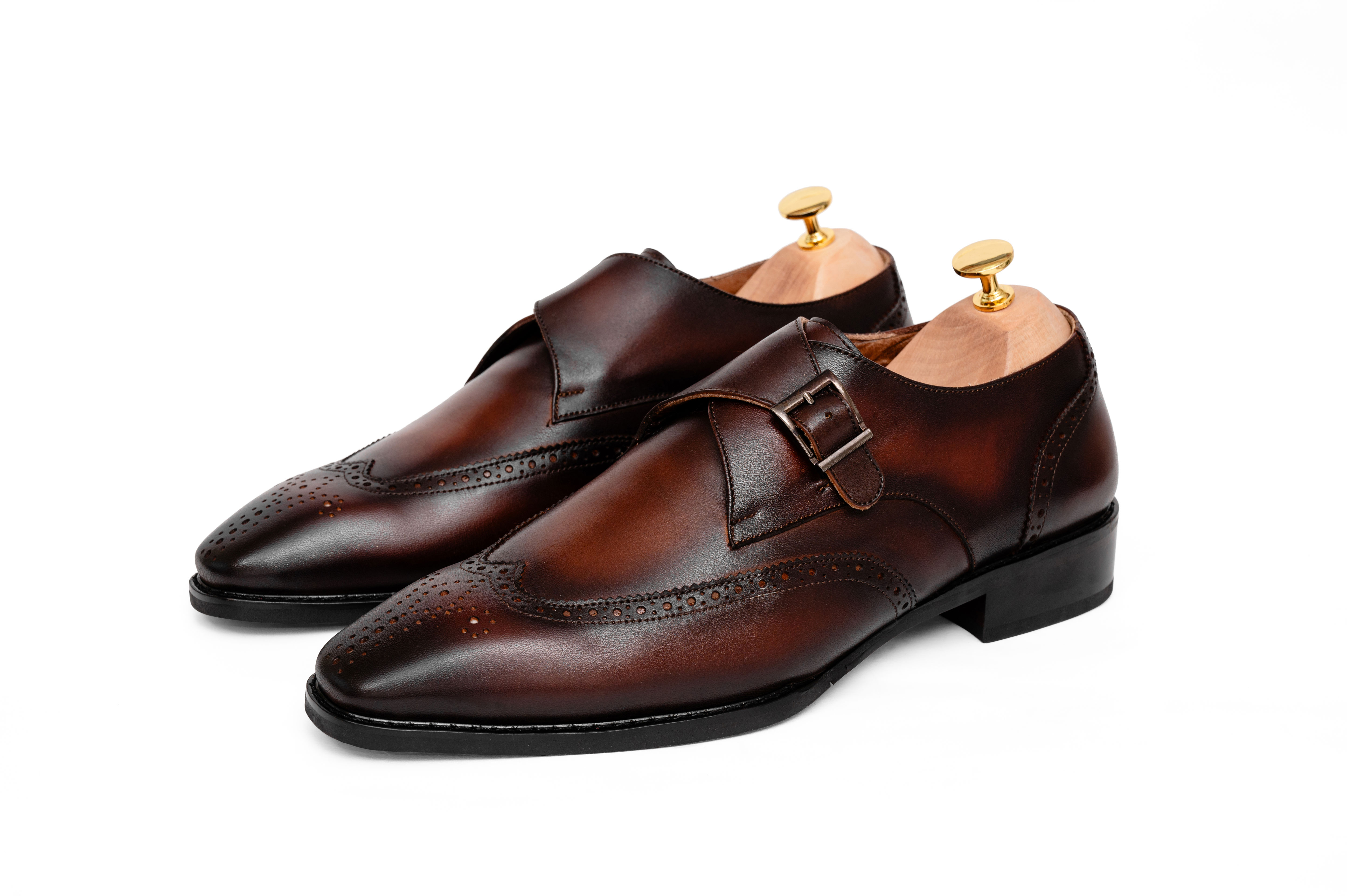 Giày da single monkstrap màu nâu