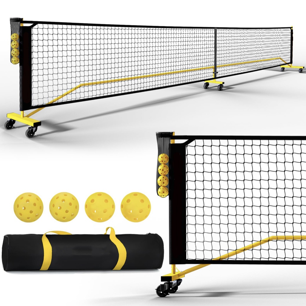 Lưới Pickleball Có Bánh Xe Di Động, Kích Thước 6.7m Tiện Lợi, Có Thể Tháo Rời