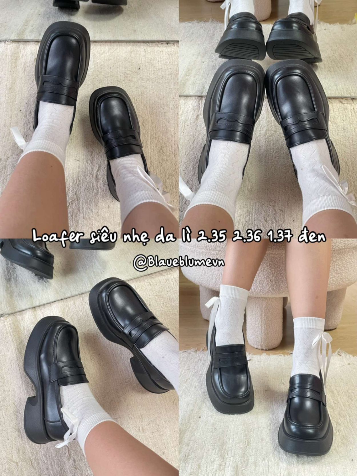 Loafer siêu nhẹ đen da lì (hộp trắng mã h1153 + lẻ 1 hộp màu xanh lá p08) - 39