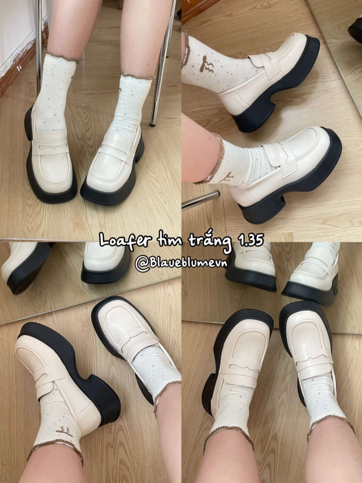 Loafer tim trắng 1.35 hộp trắng mã 9070