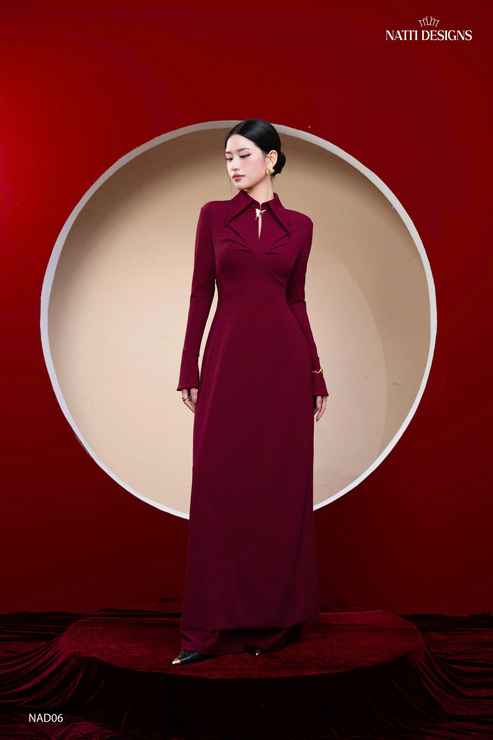 Áo dài cổ đức xoắn ngực