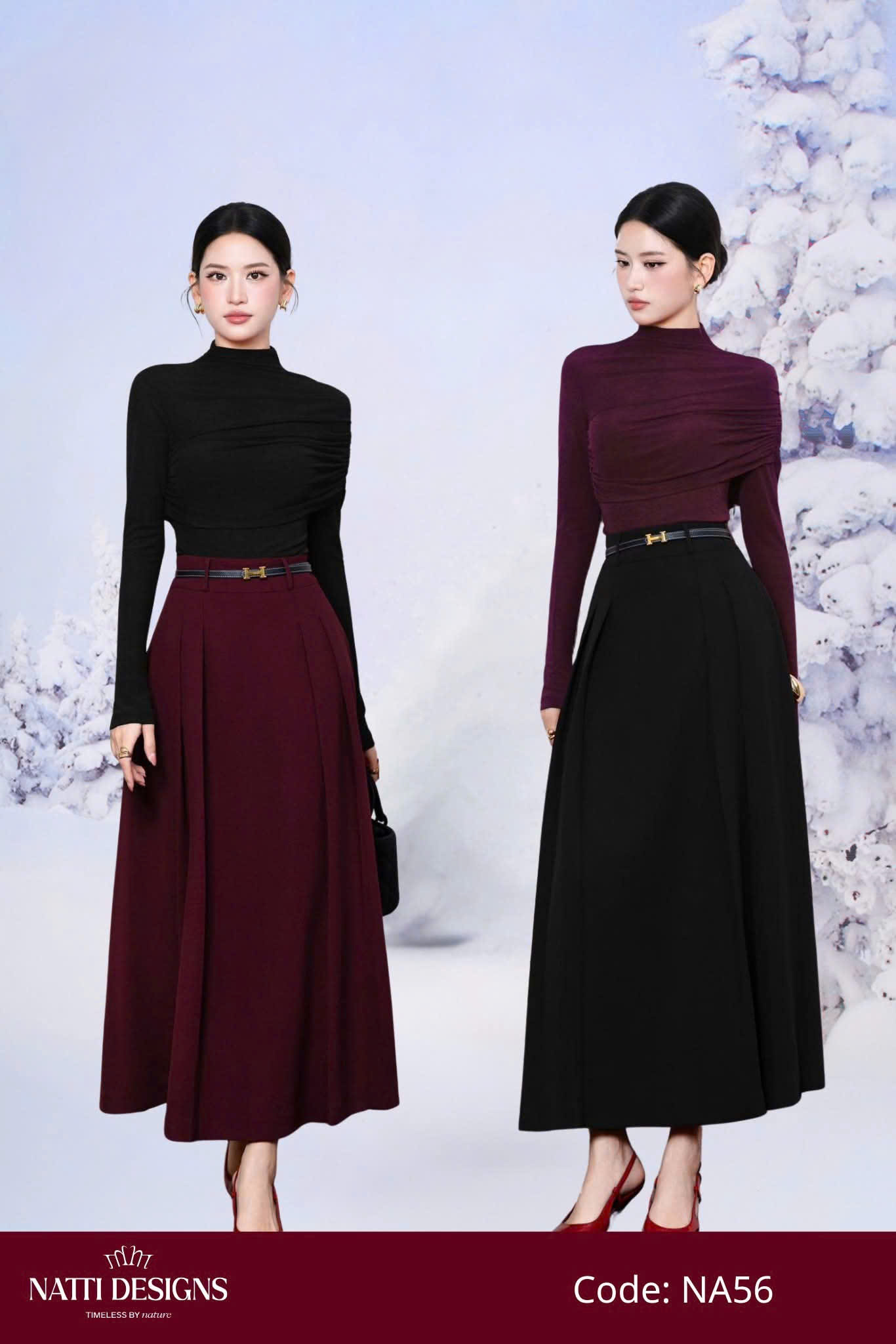 Áo thun cổ nhún lệch vai