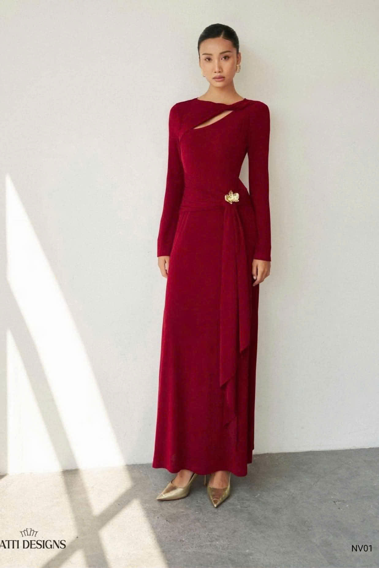 Deep red dress