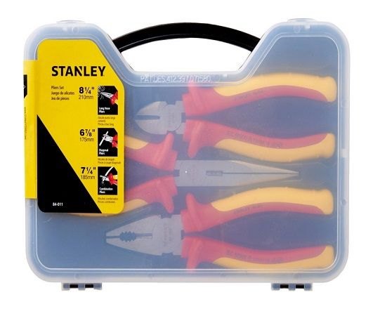 Bộ kìm 3 cây bao gồm kìm điện, kìm cắt, kìm nhọn cách điện 1000V Stanley 84-011