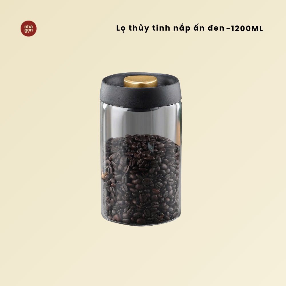 Lọ thuỷ tinh nắp ấn đen - 1200ml