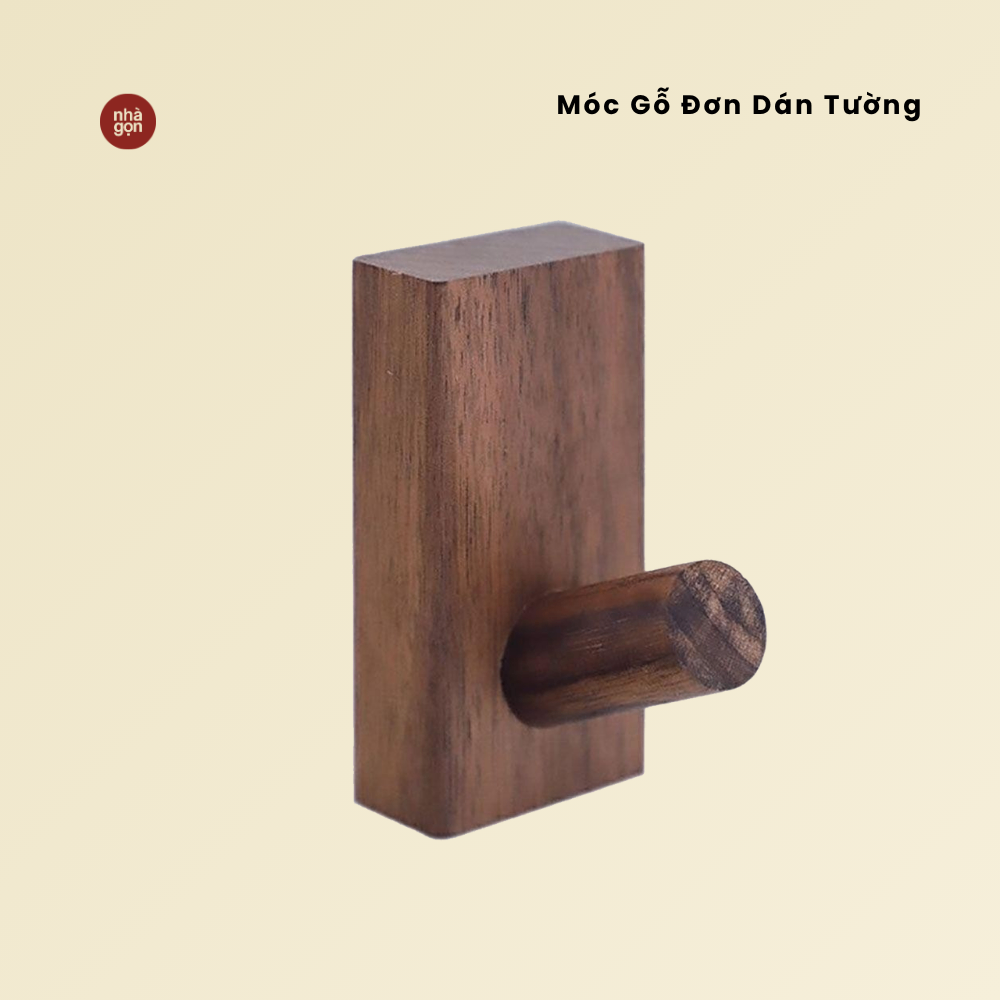 Móc gỗ đơn dán tường