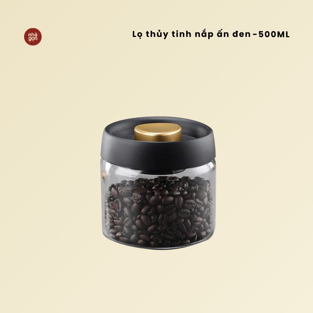 Lọ thuỷ tinh nắp ấn đen - 500ml