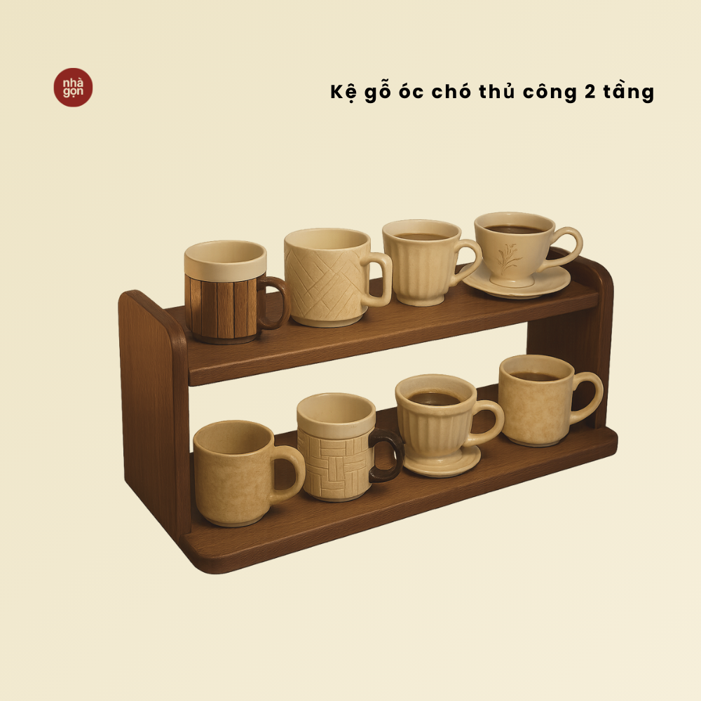 Kệ gỗ óc chó - 2 tầng