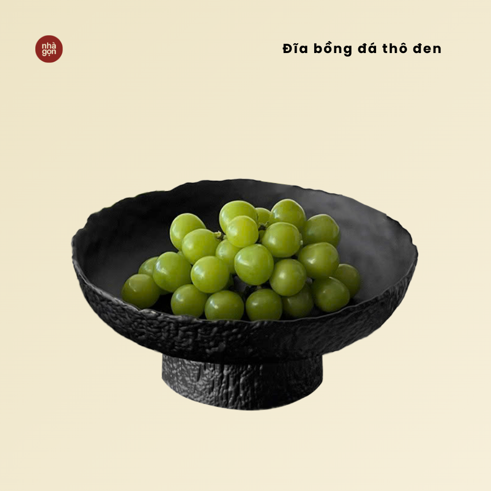 Đĩa bồng đá thô đen