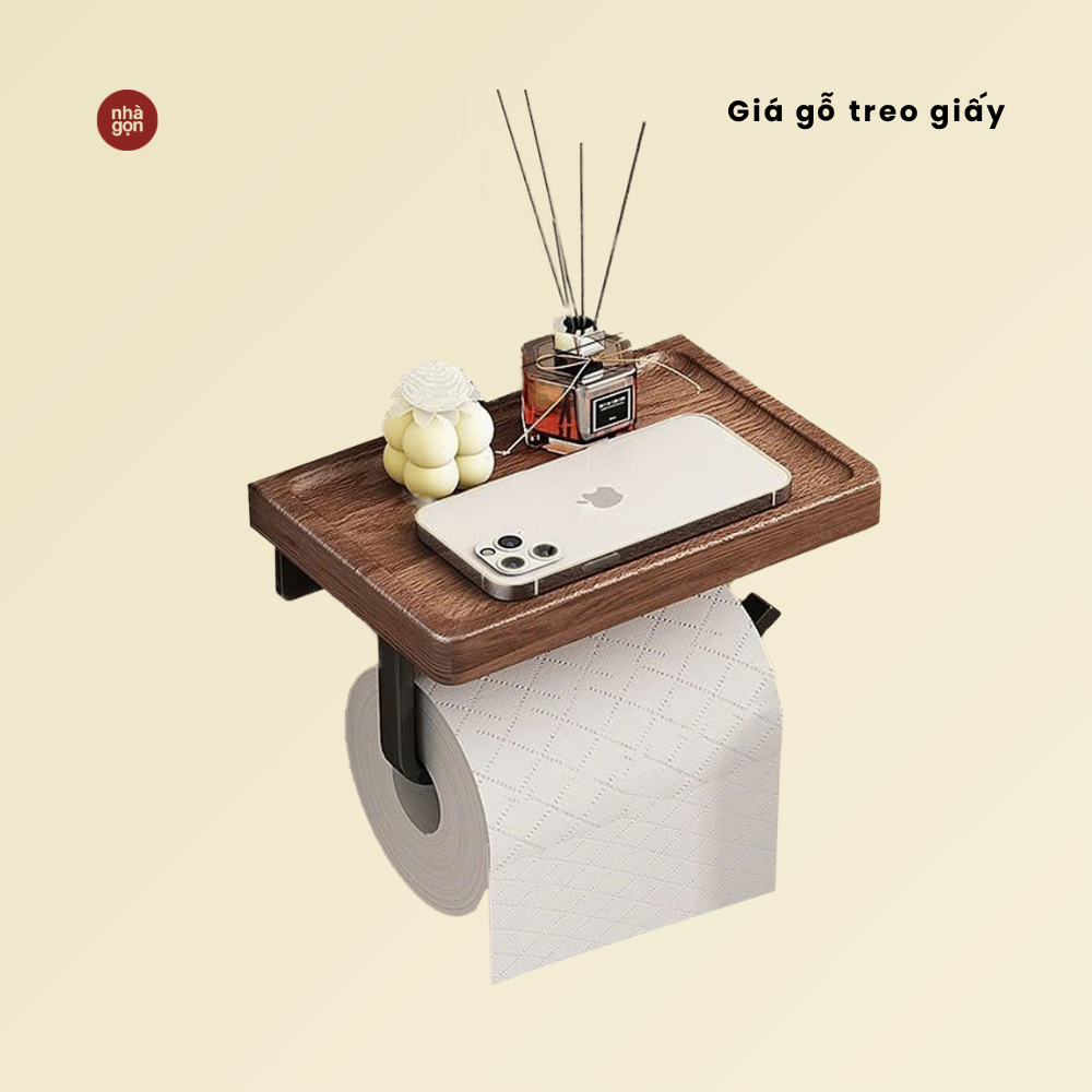 Giá gỗ treo giấy vệ sinh
