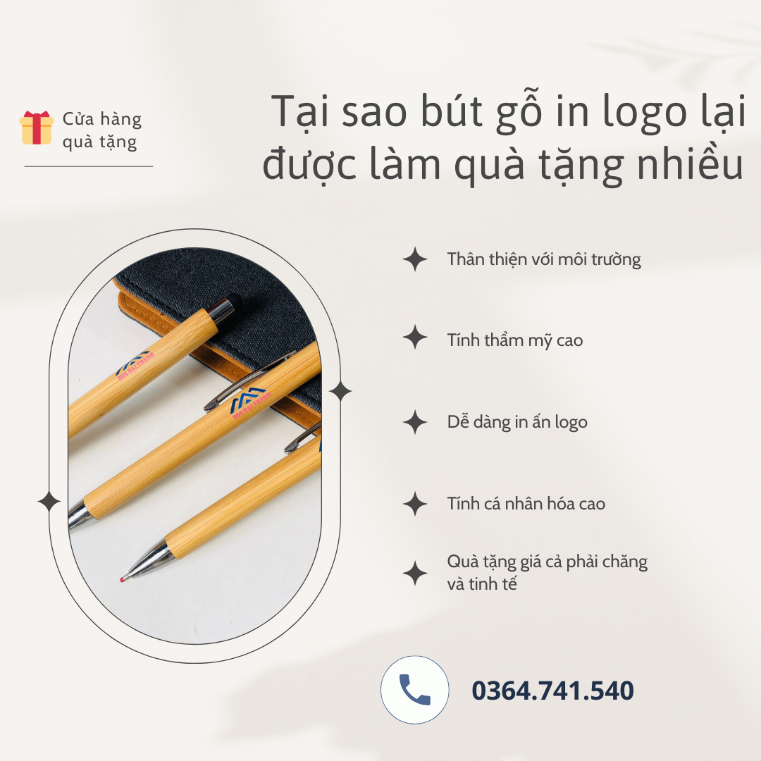 Bút gỗ in khắc logo | Qùa tặng thân thiện môi trường