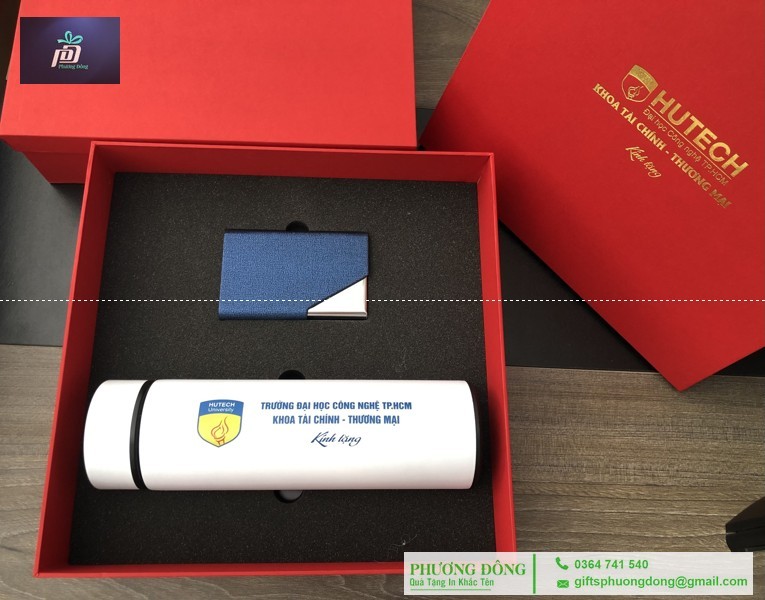 Bộ Giftset Hội Thảo ( Bình Giữ Nhiệt + Hộp Namecard ) In Logo