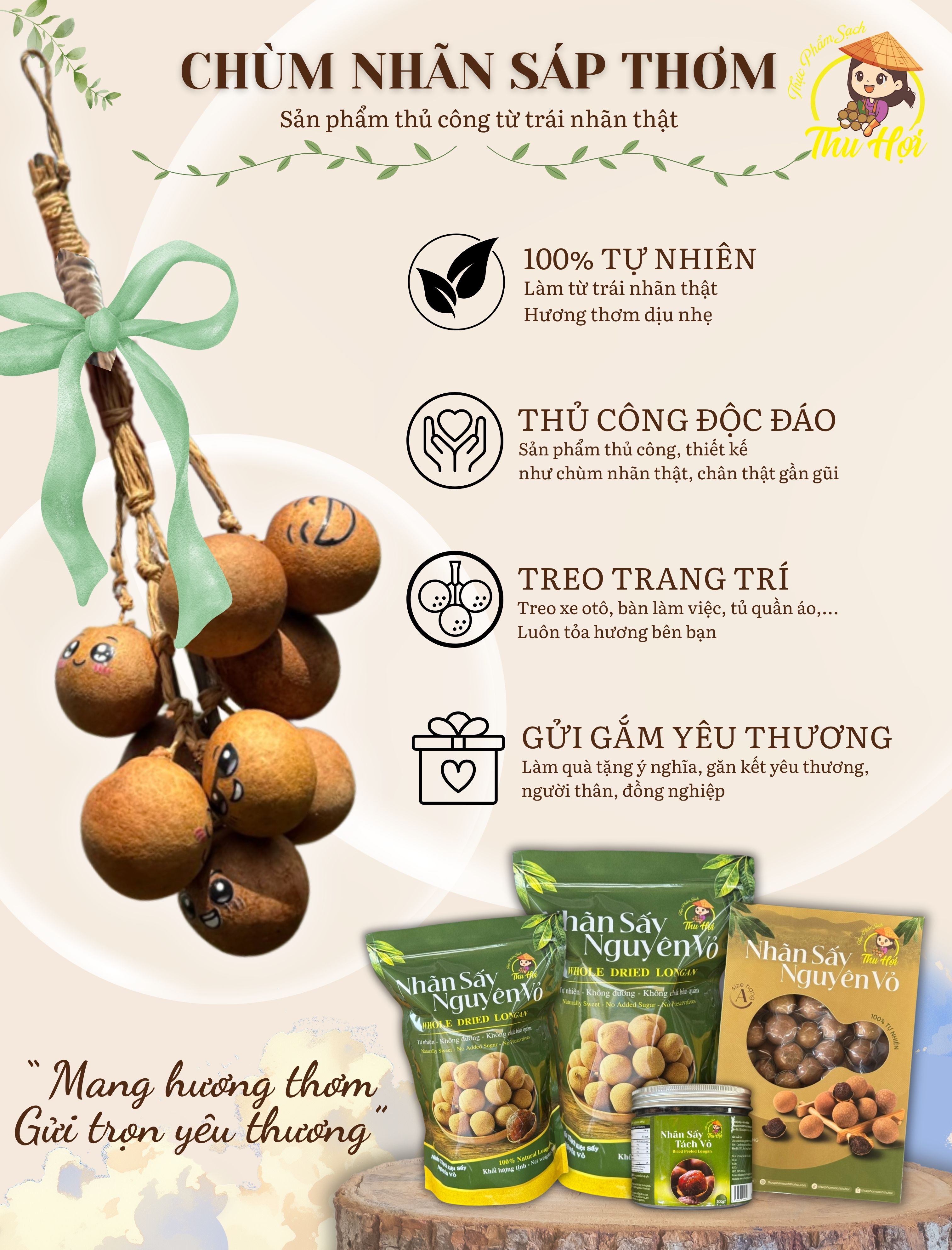Chùm nhãn thơm - Thủ công từ trái Nhãn thật.