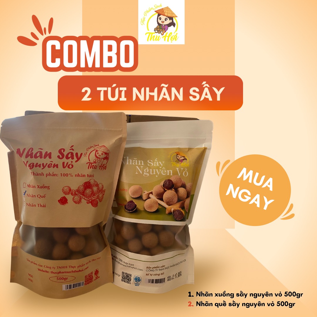 Combo 2 túi nhãn Quế + nhãn Xuồng 500gr