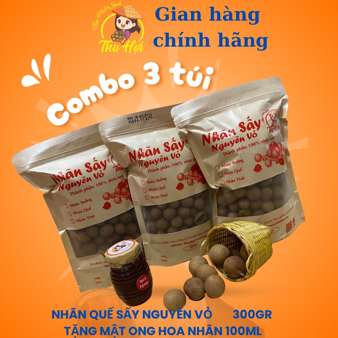 Combo 3 túi nhãn Quế sấy nguyên vỏ 300gr