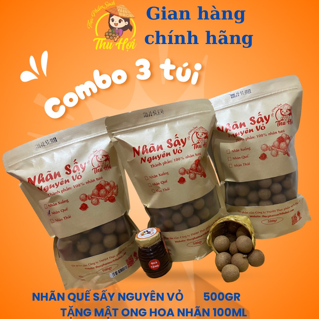 Combo 3 túi nhãn Quế sấy nguyên vỏ 500gr