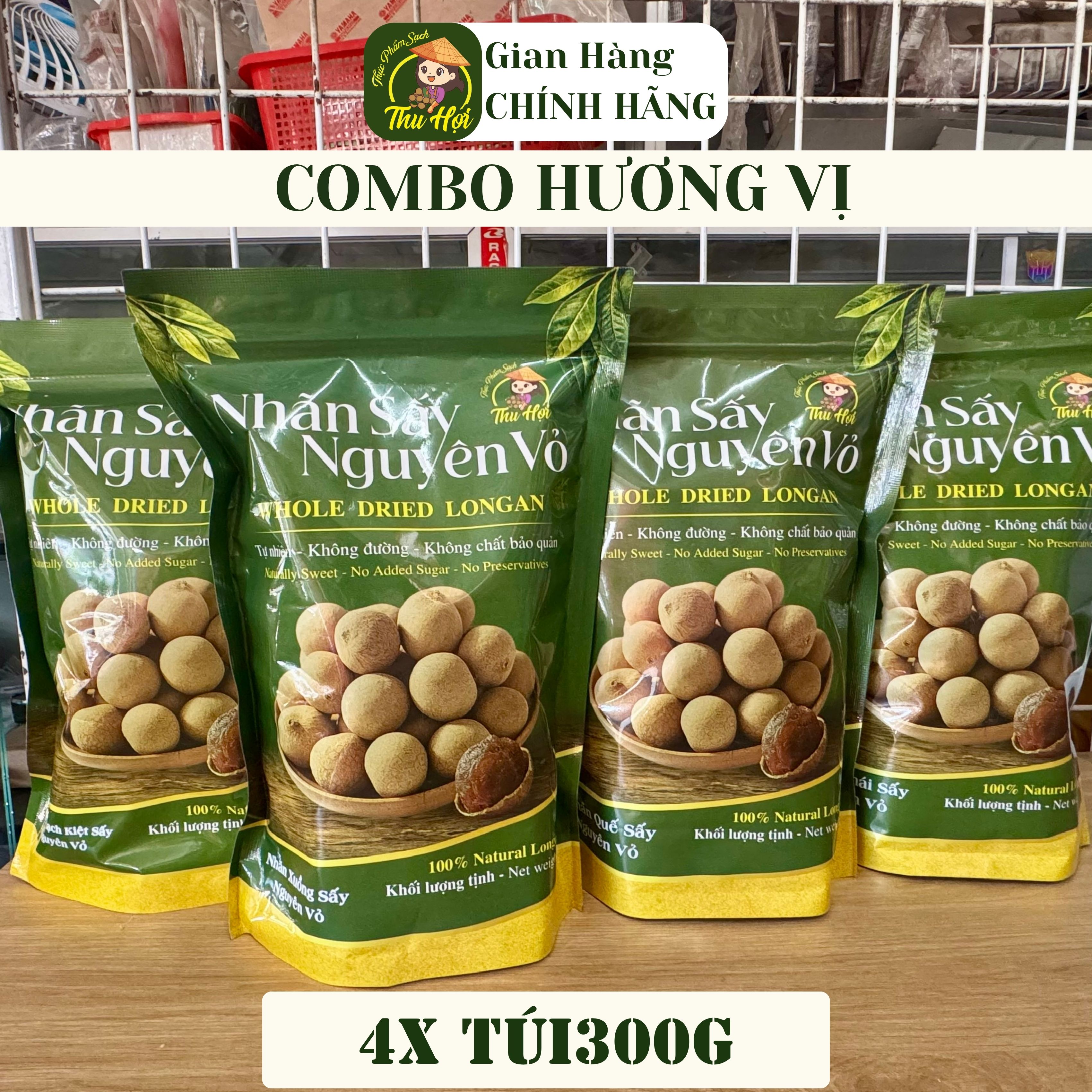 MIX 4 VỊ NHÃN SẤY NGUYÊN VỎ TÚI 300G