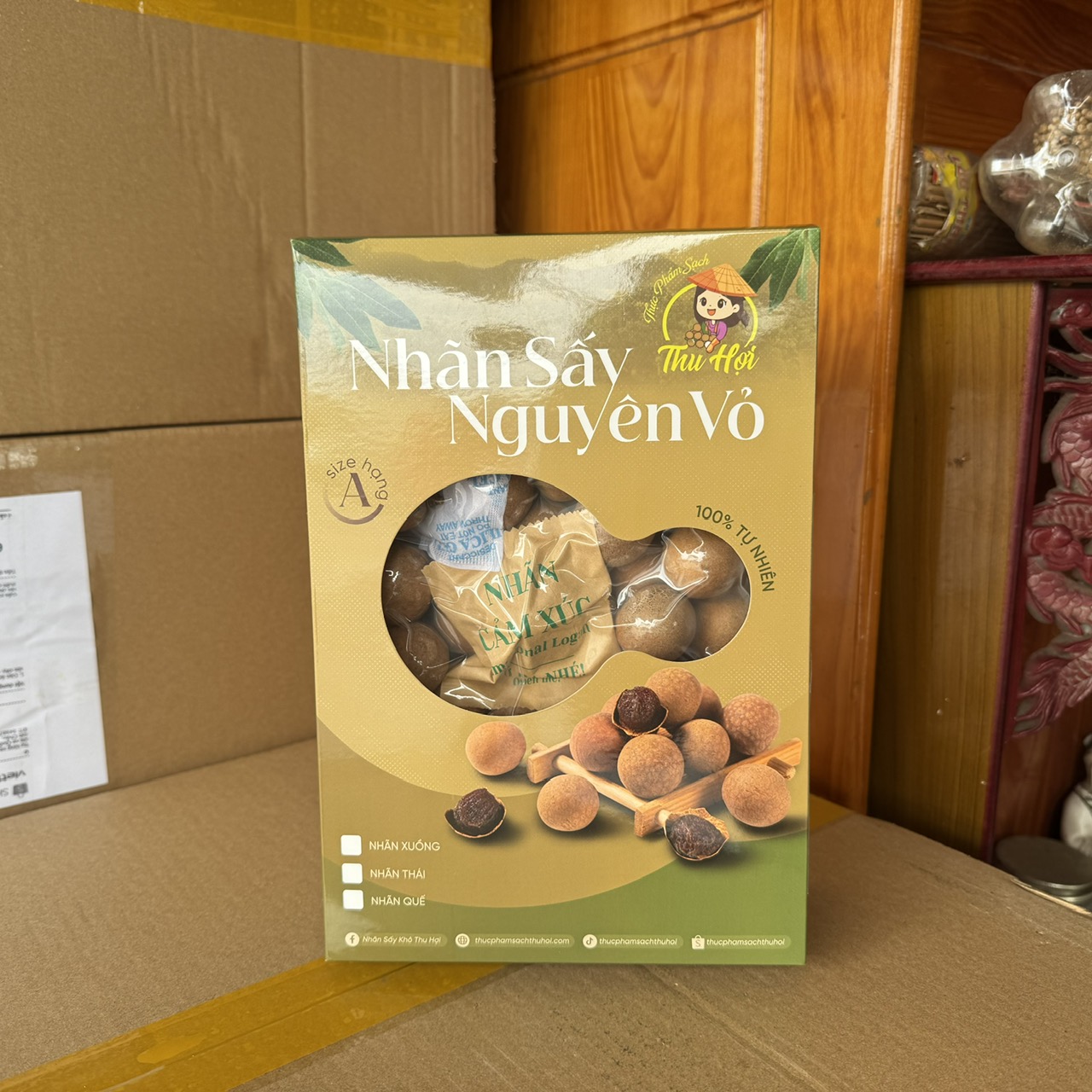 NHÃN THẠCH KIỆT SẤY NGUYÊN VỎ HỘP 500G -HKS