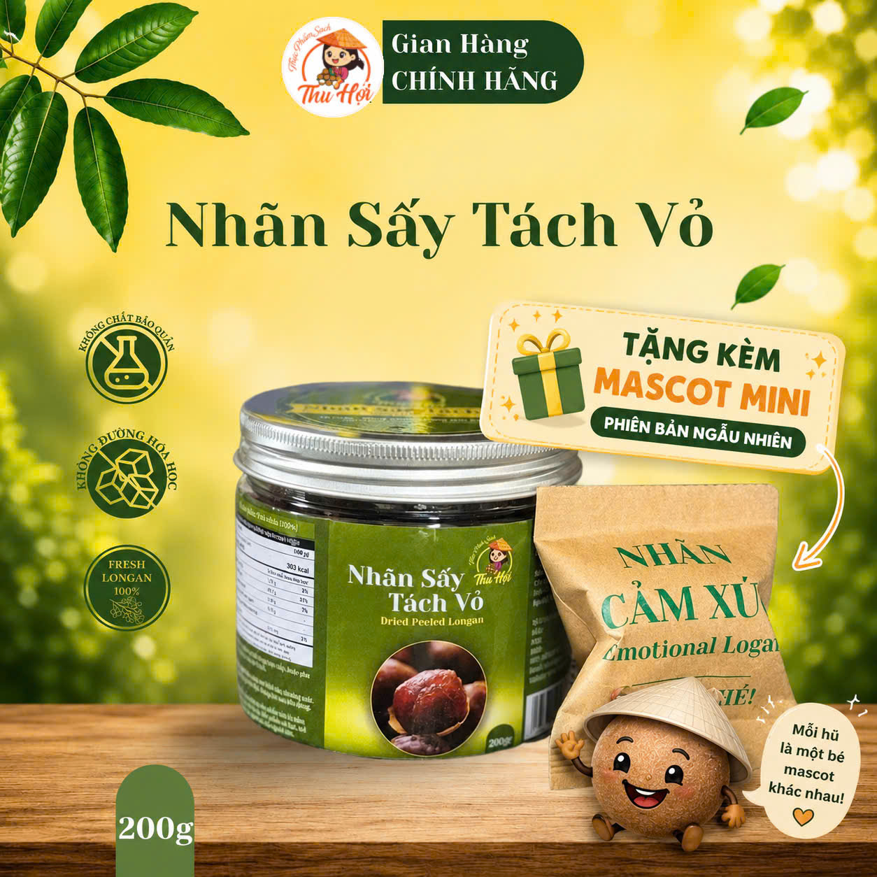 Nhãn Sấy tách vỏ hộp 200g