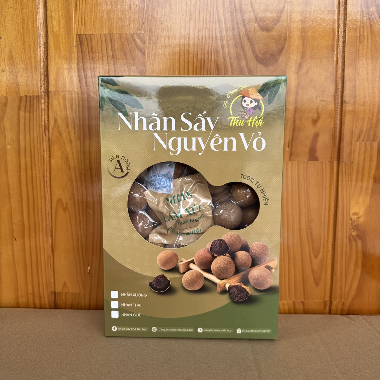 Nhãn Xuồng Sấy Nguyên Vỏ Hộp 500g - HXS