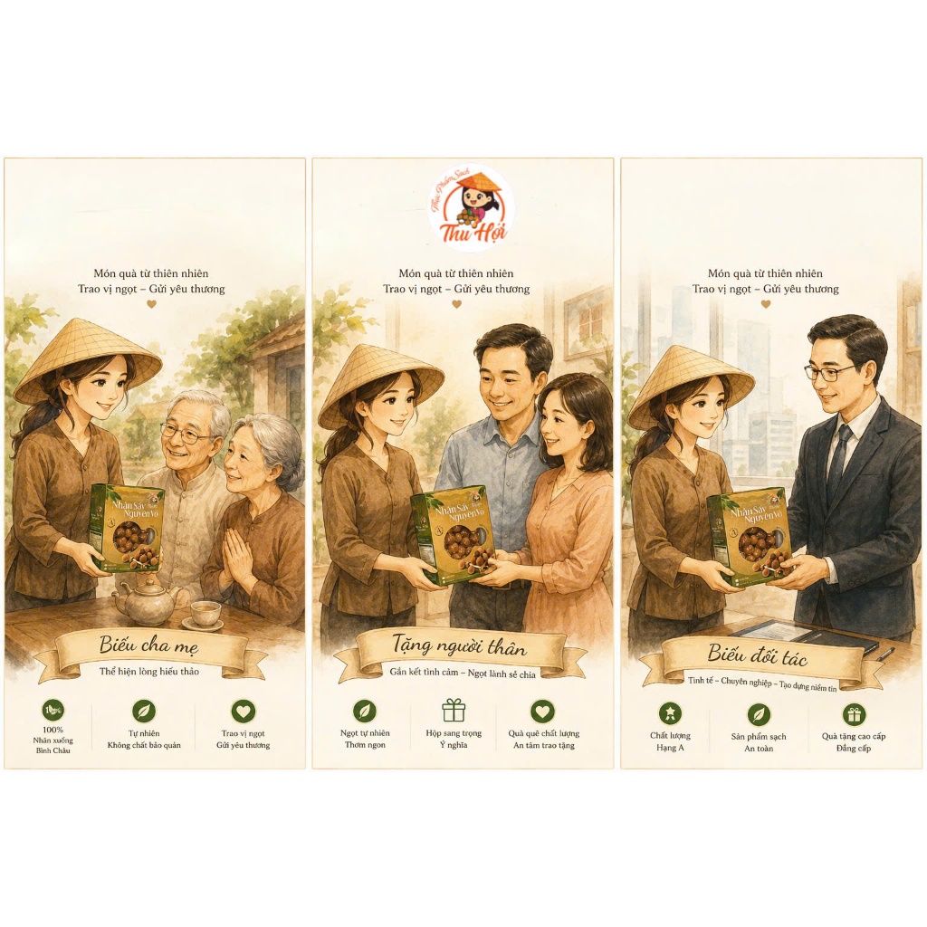 Nhãn Xuồng Sấy Nguyên Vỏ Hộp 500g - HXS