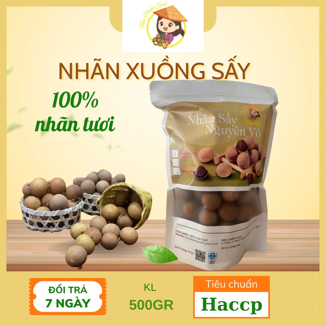 Nhãn xuồng sấy nguyên vỏ túi 300gr
