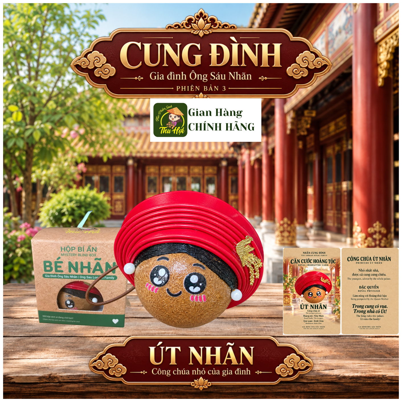 Set 6 Bé Nhãn Cung Đình - Phiên bản 3 – Gia Đình Ông Sáu Nhãn, Móc Khóa Thủ Công Từ Trái Nhãn Thật