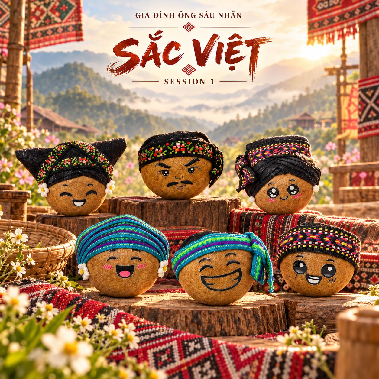 Sét 6 Bé nhân Sắc Việt - Phiên bản 1 - Móc khoá từ trái nhãn thật