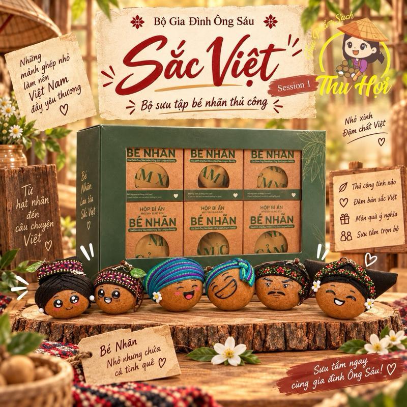 Sét 6 Bé nhân Sắc Việt - Phiên bản 1 - Móc khoá từ trái nhãn thật