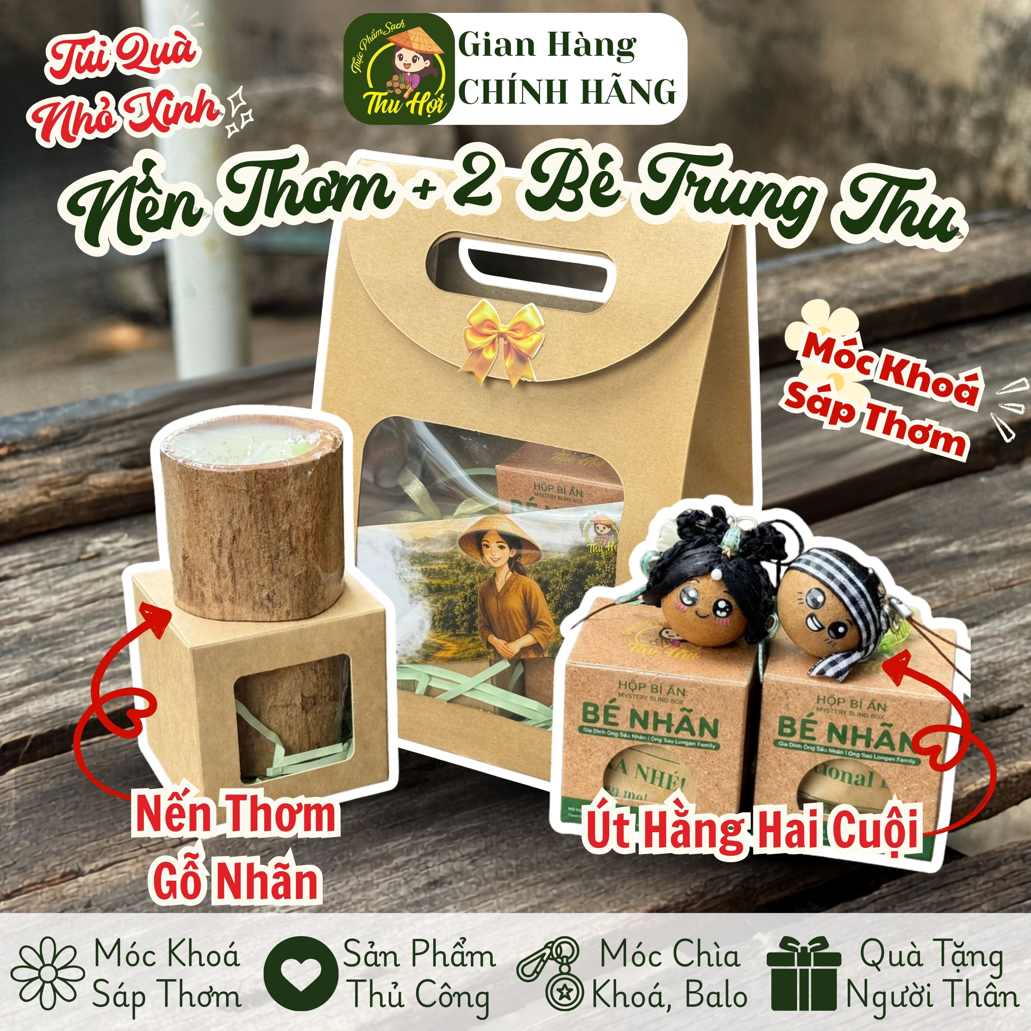 TÚI QUÀ TRUNG THU NHỎ (NẾN THƠM + 2 BÉ MASCOT)