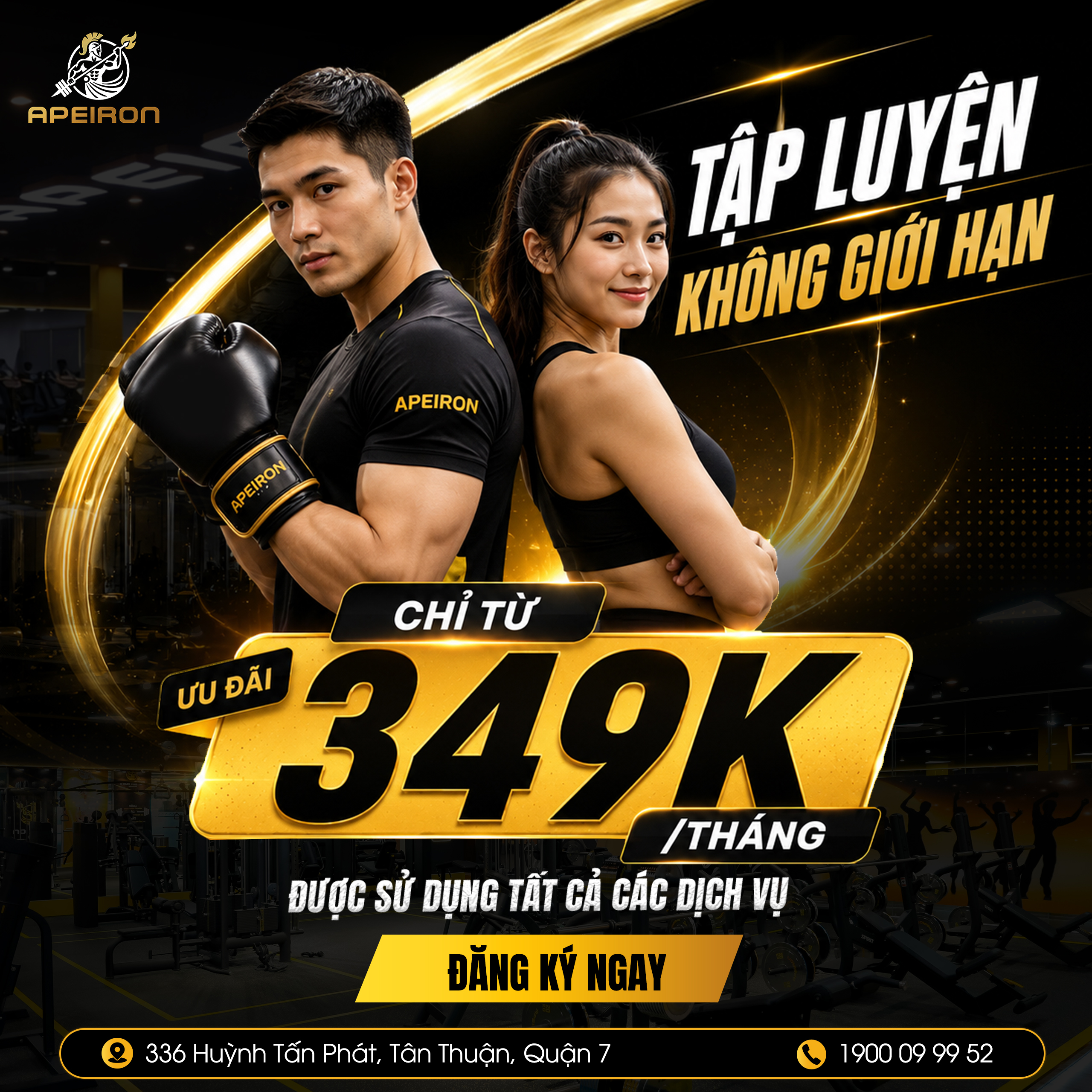 ƯU ĐÃI CHỈ TỪ 349K/THÁNG – TẬP LUYỆN KHÔNG GIỚI HẠN TẠI APEIRON