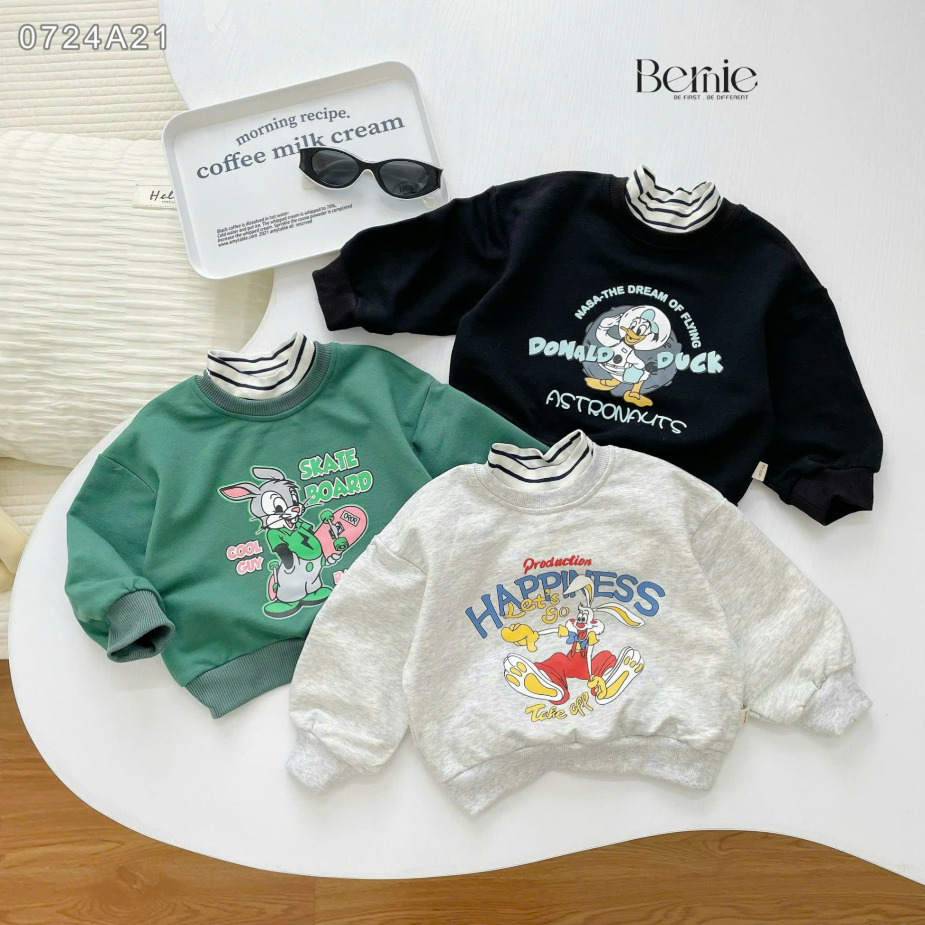 Áo Sweater Bé Trai BERNIE Phối Cổ Lọ 0724A21