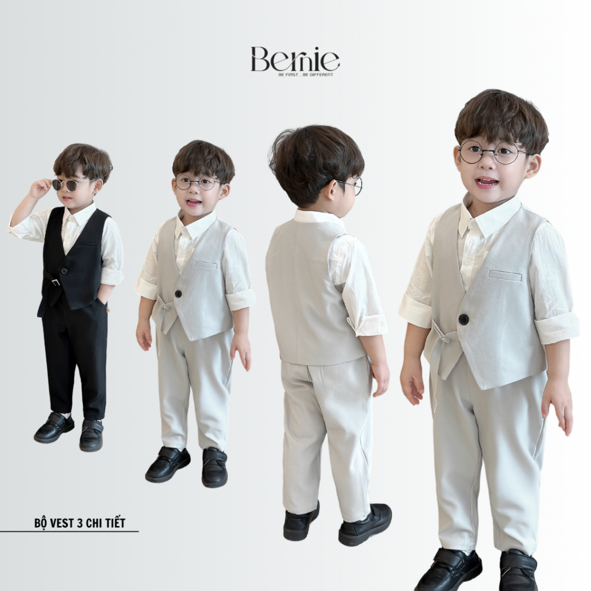 Bộ Vest Bé Trai BERNIE 3 Chi Tiết Phối Đai 0824B51
