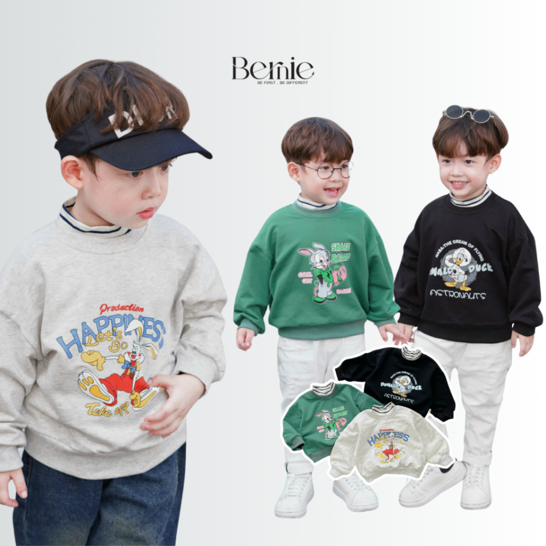 Áo Sweater Bé Trai BERNIE Phối Cổ Lọ 0724A21