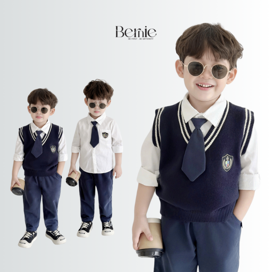 Set học sinh 3 chi tiết phối cà vạt T0924B55 - Không kèm áo len Gile