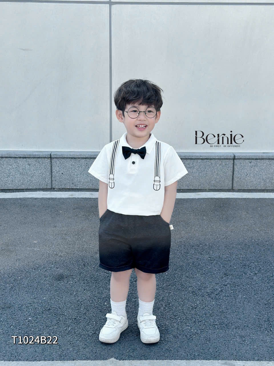 Bộ Polo Cộc Tay Bé Trai Bernie Đai In Mã T1024B22