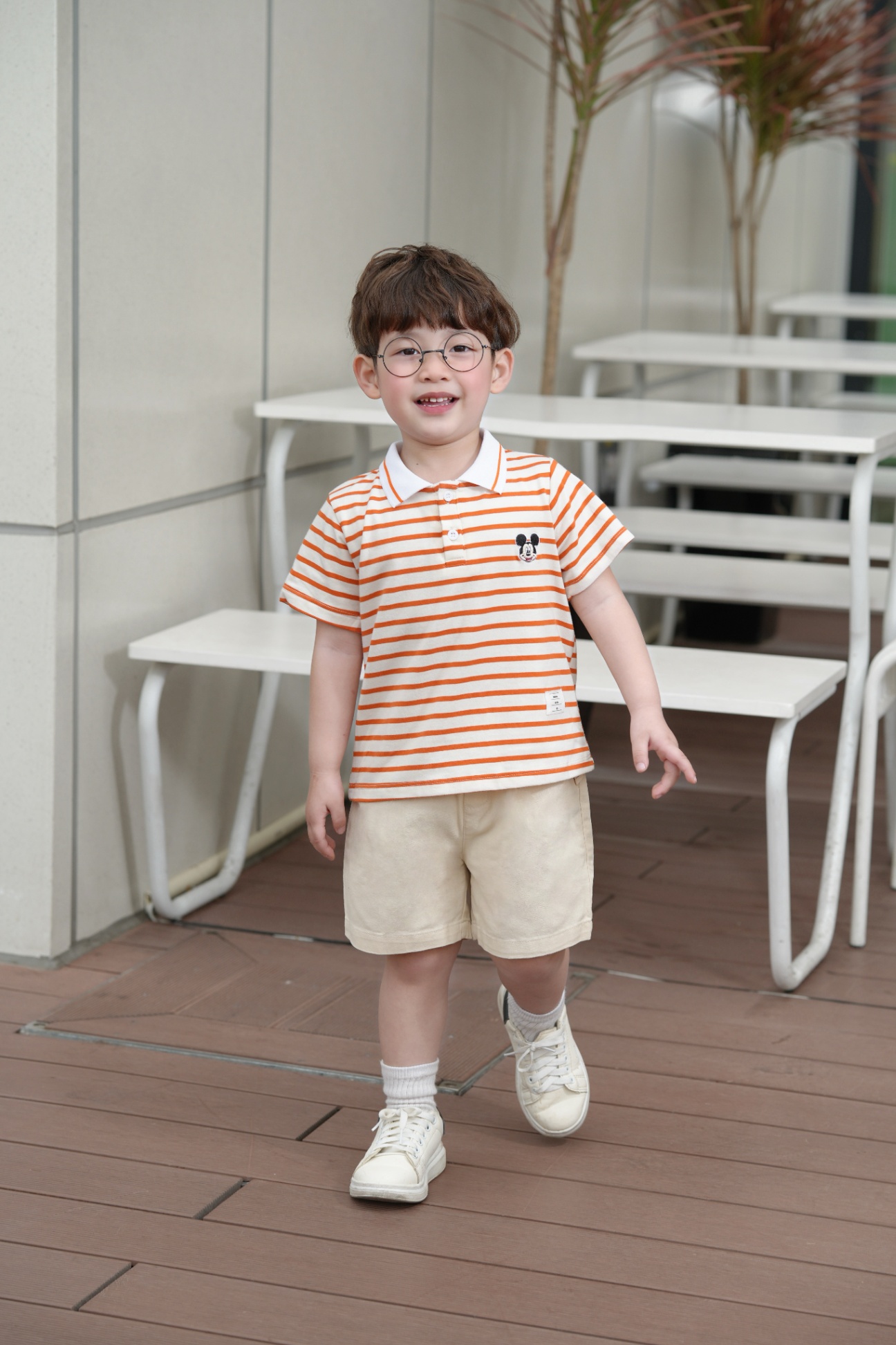 Bộ Thun Cộc Tay Bé Trai Bernie Kẻ Thêu Mickey Mã H1024B23