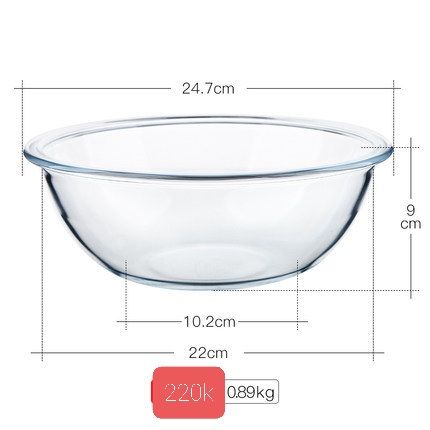 Tô salad thuỷ tinh miệng loe size 24,5cm