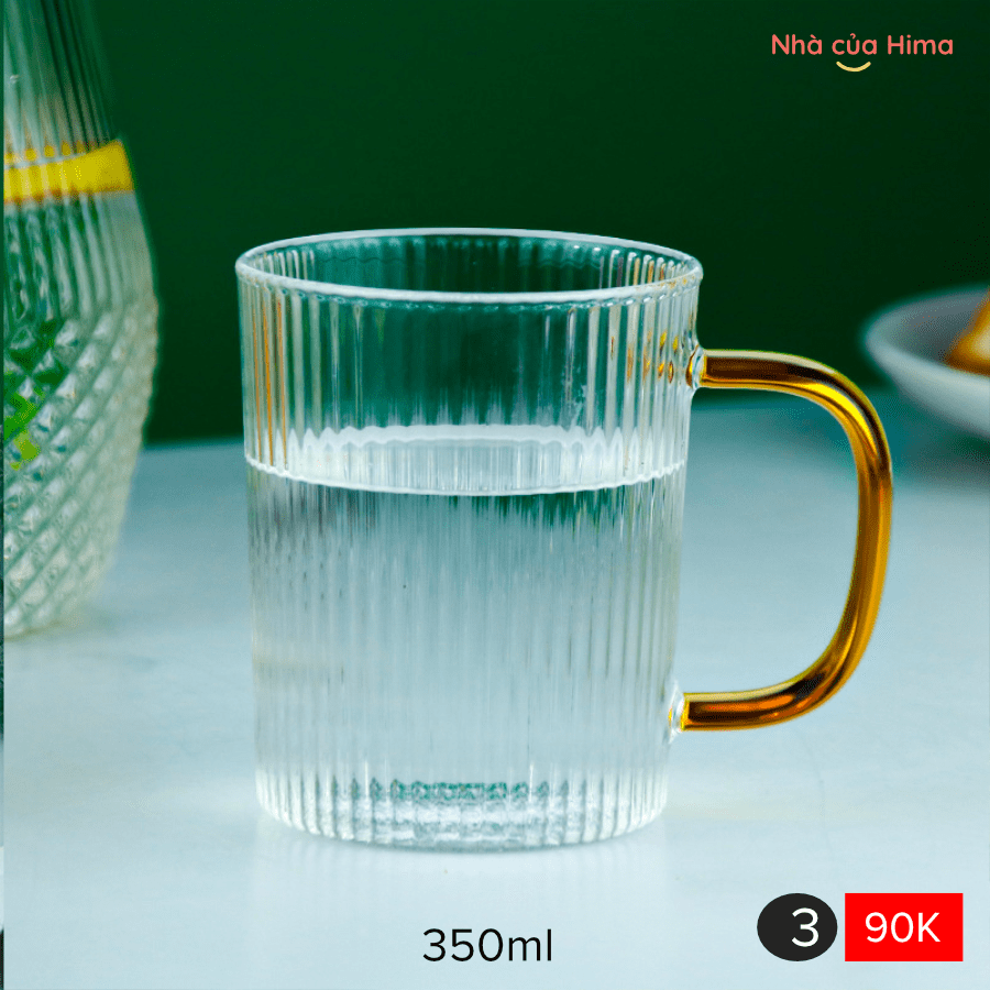 Cốc thuỷ tinh 3 quai vàng 350ml