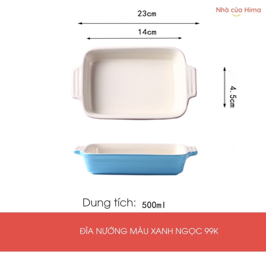 Đĩa nướng xanh ngọc lòng trắng sâu 4.5cm