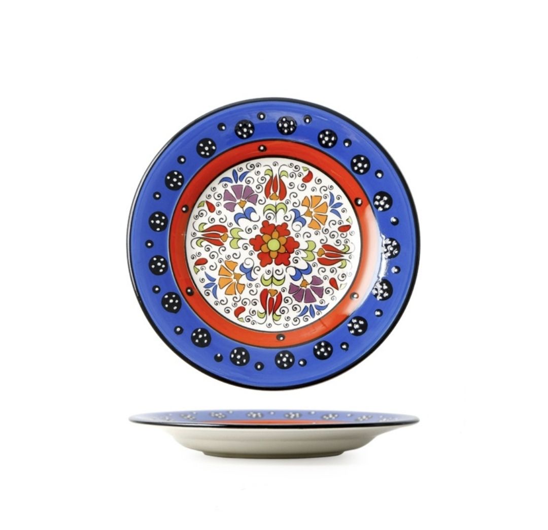 Đĩa tròn đk 16.5cm Bohemian nền xanh