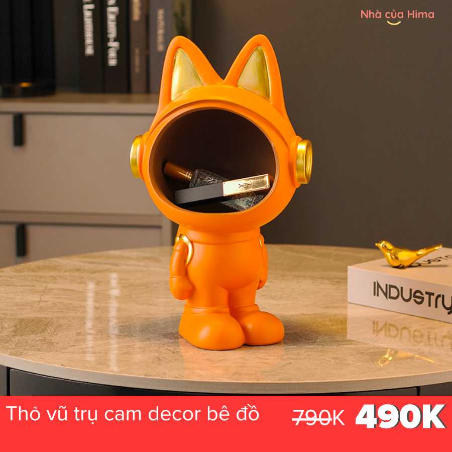 Thỏ vũ trụ cam decor đựng đồ